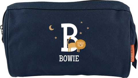 Toilettas met naam en leeuw