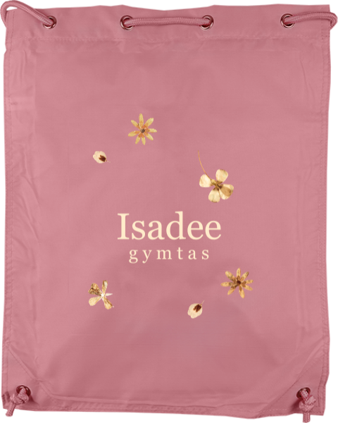 Gymtas met naam en droogbloemen