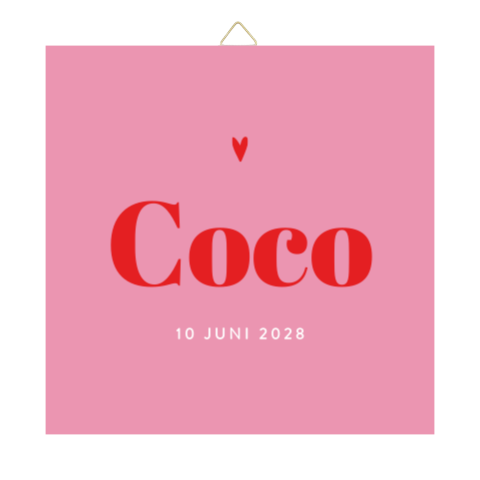 Geboorte tegeltje roze colorblocking met hartje