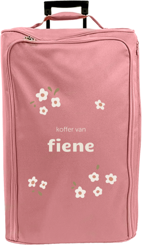XL reistrolley met bloemetjes en naam