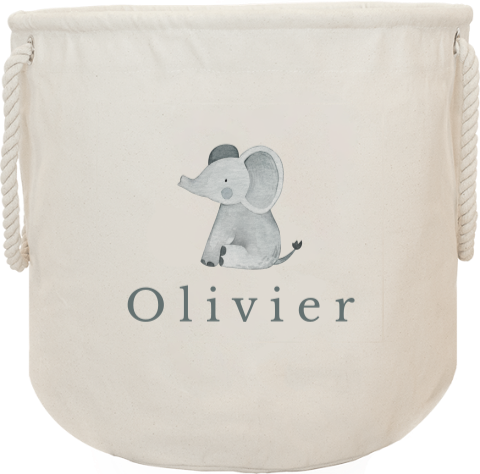 Opbergzak speelgoed met naam en olifantje