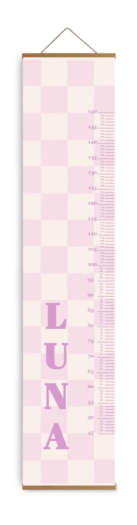Groeimeter voor kinderkamer roze geblokt