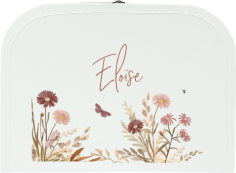 Kinderkoffertje met naam en vintage bloemen