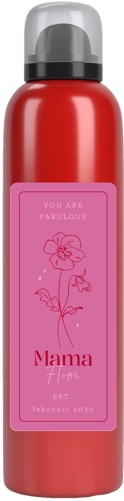 Kraamcadeau doucheschuim in roze met geboortebloem