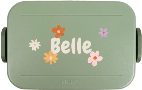 Mepal lunchbox TO GO met naam en kleurrijke bloemetjes
