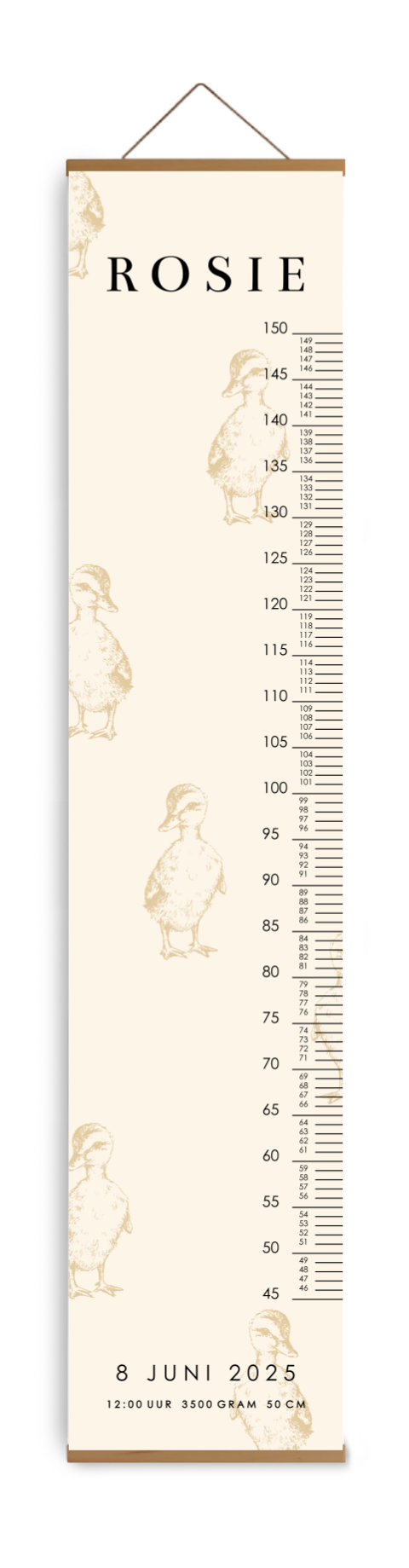 Groeimeter voor kinderkamer met schattige eendjes