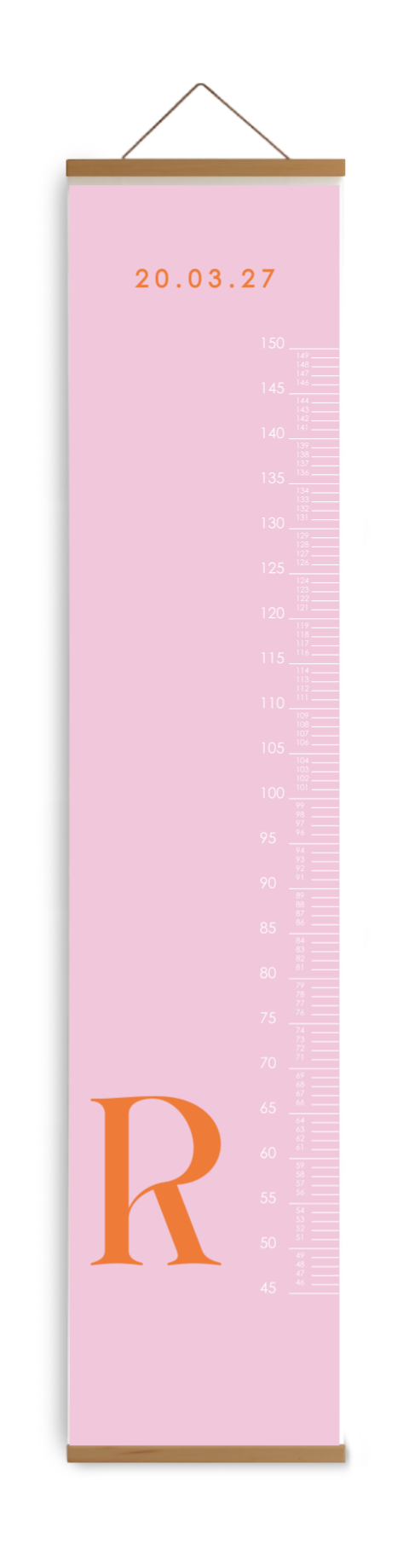Groeimeter roze colorblocking met initiaal
