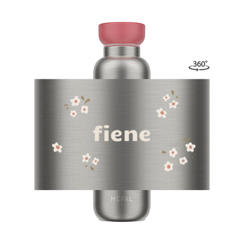 Mepal isoleerfles met naam en bloemetjes