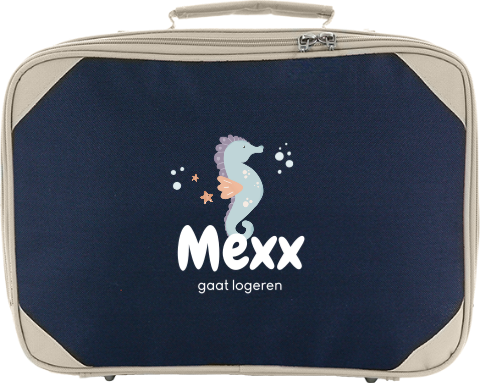 Koffertje met zeepaardje en naam