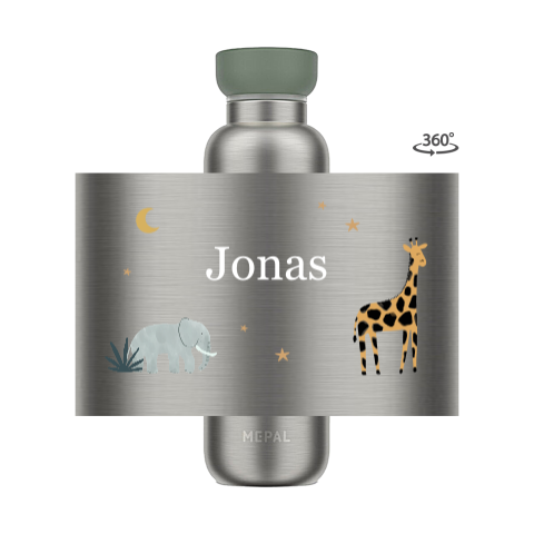 Mepal isoleerfles met naam, olifant en giraf