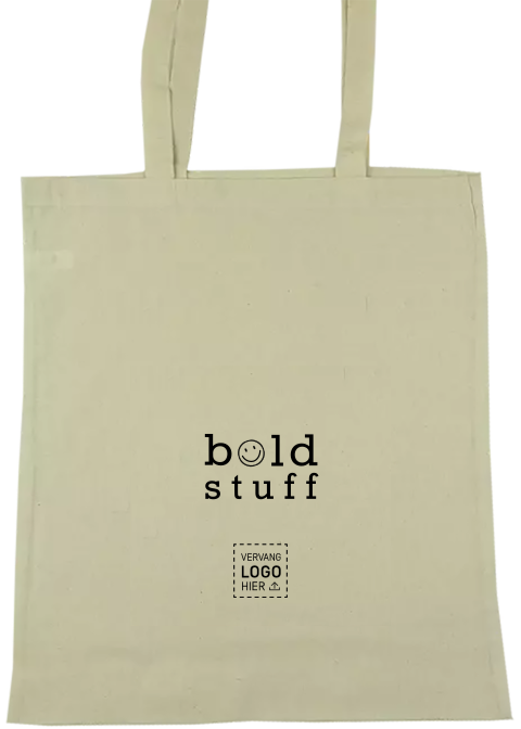 Tote bag met bold stuff tekst als stoer relatiegeschenk