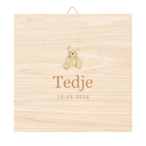 Houten tegel met schattig beertje