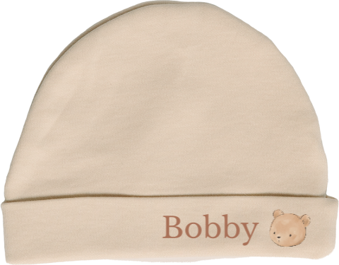 Babymutsje met naam en beertje