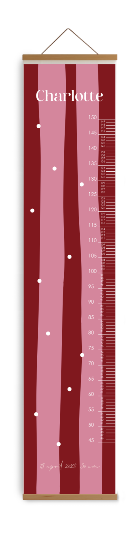 Groeimeter met strepen en hartjes