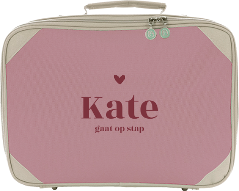 Koffertje met hartje en naam