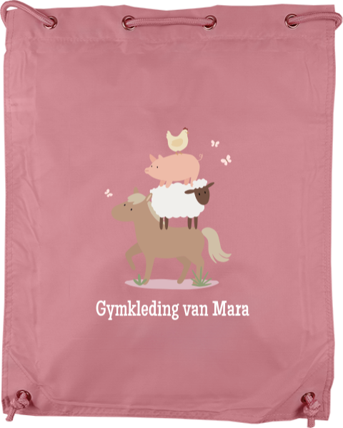 Gymtas met naam en lieve boerderijdieren