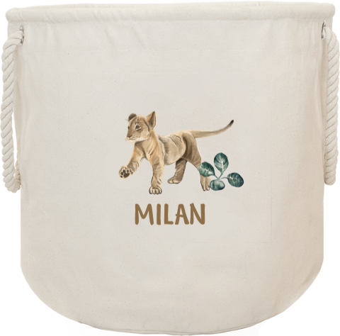 Opbergzak met naam en leeuwtje