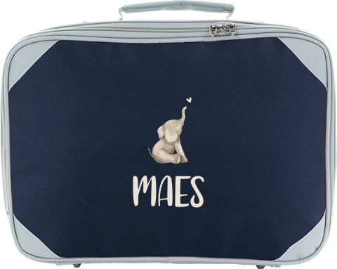 Logeerkoffertje met naam en lief olifantje