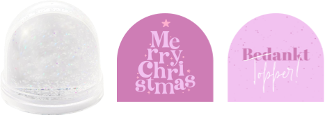 Snowglobe met colorblocking roze en kerstwens aanpasbaar