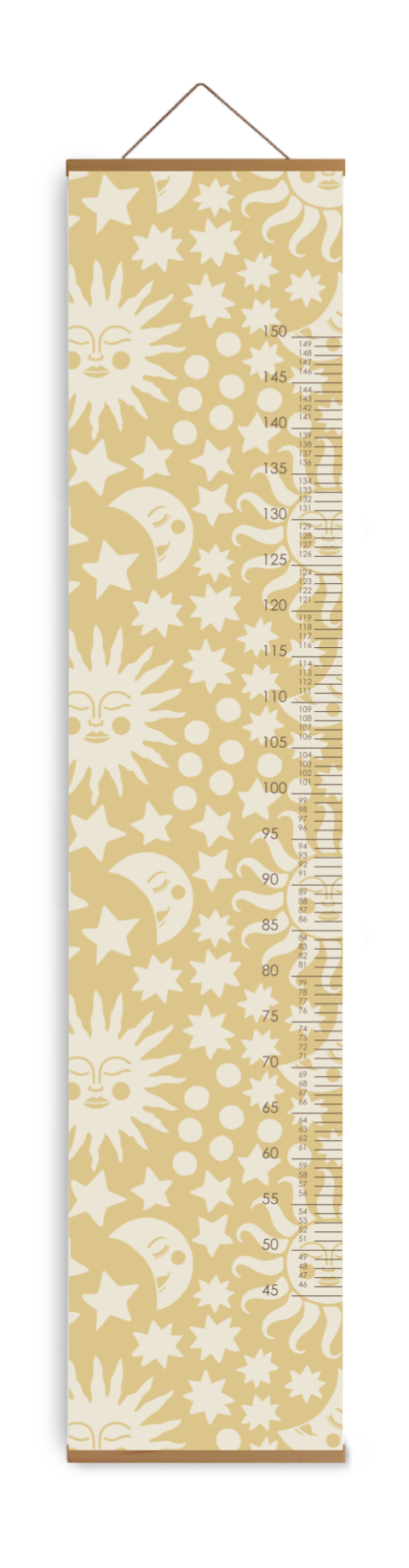 Groeimeter kinderkamer met zon en maan patroon