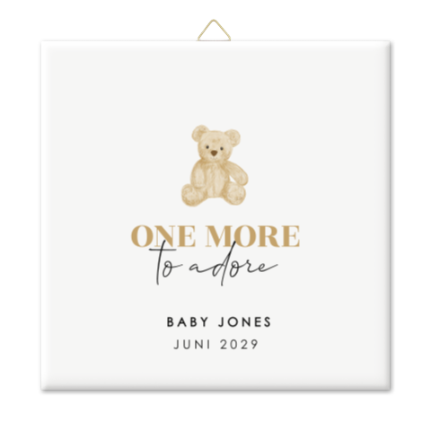 Zwangerschapsaankondiging tegeltje met teddybeer en eigen tekst