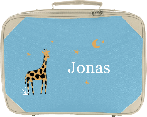 Koffertje met giraffe, sterren en naam