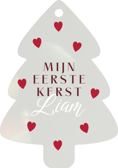 Acryl kersthanger 'Eerste kerst' met hartjes