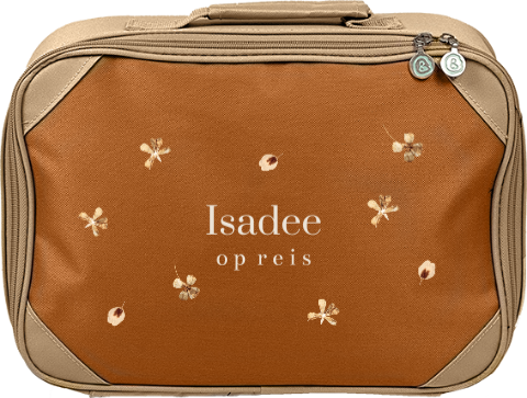 Koffertje met naam en gedroogde bloemetjes