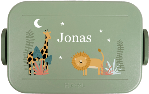 Mepal lunchbox TO GO met naam en jungle dieren