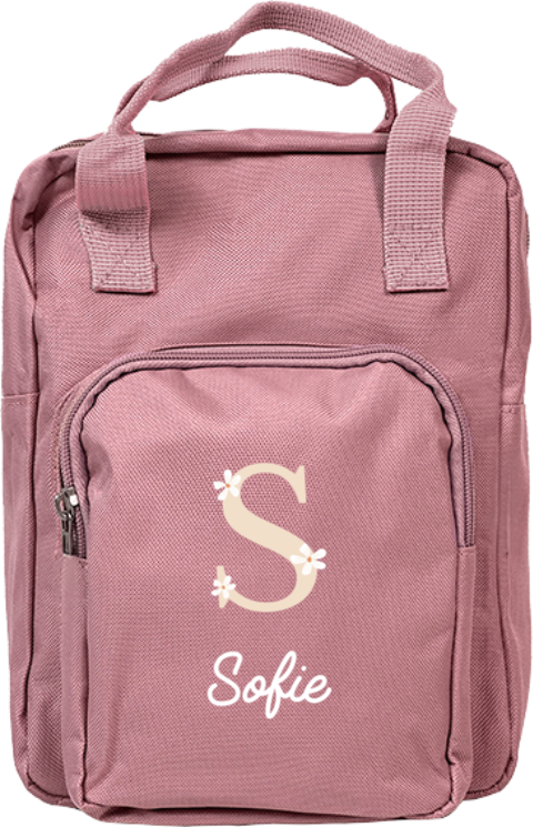 Rugzak Classic met naam en bloemen