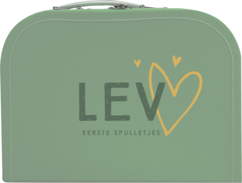 Kinderkoffertje in groen met harten