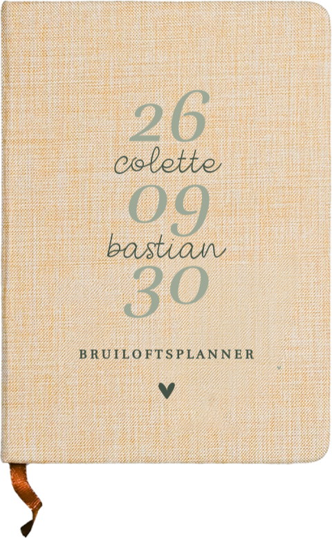 Linnen notitieboekje bruiloft met datum en naam