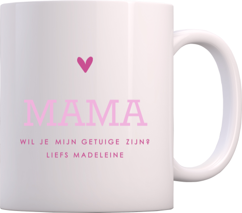 Mok getuige vragen in roze met hartje