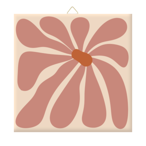 Tegeltje met bloem in terracotta trendkleuren