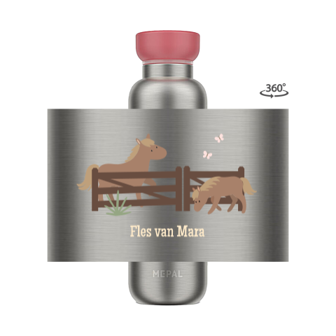 Mepal isoleerfles Ellipse met naam en paarden