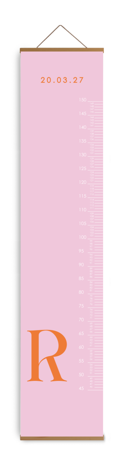 Groeimeter roze colorblocking met initiaal