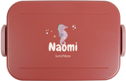 Mepal lunchbox TO GO met naam en zeepaardje