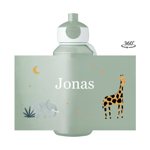Mepal pop-up drinkfles met jungle dieren en naam