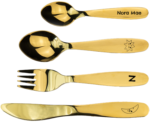 Kinderbestek met ster, maan en naam