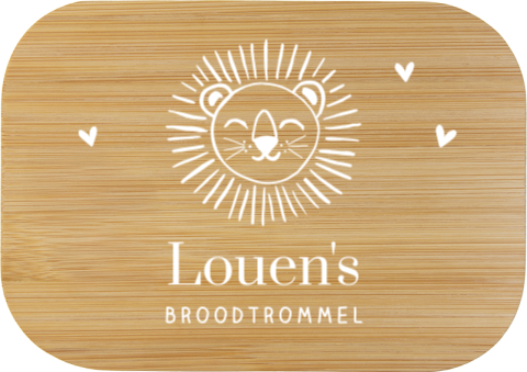 RVS broodtrommel met naam en leeuwenhoofd