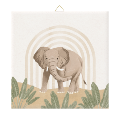 Geboorte tegeltje woontrend Jungle Vibes met olifant