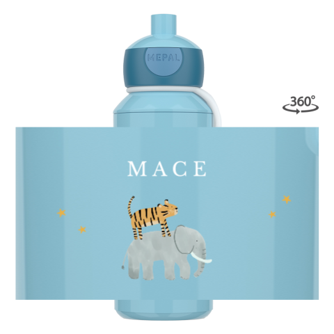 Mepal pop-up drinkfles met naam, tijger en olifant