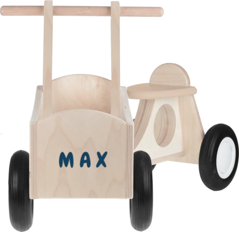 Houten bakfiets met naam