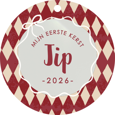 Acryl kersthanger 'Eerste kerst' met ruitjes