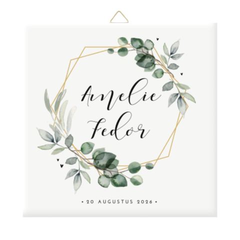 Botanisch bruiloft tegeltje met geometrisch element