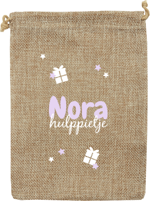 Jute pepernotenzakje sinterklaas met naam en sterren