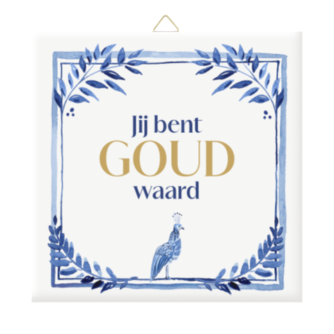 Tekst tegeltje Delfts Blauw