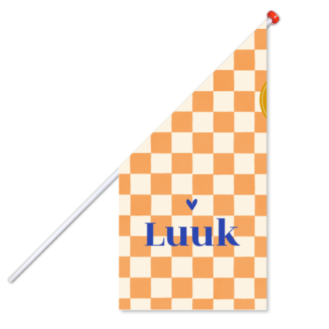 Geboortevlag jongen color blocking oranje en blauw