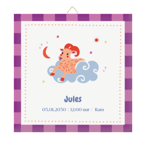 Geboortetegeltje met sterrenbeeld ram