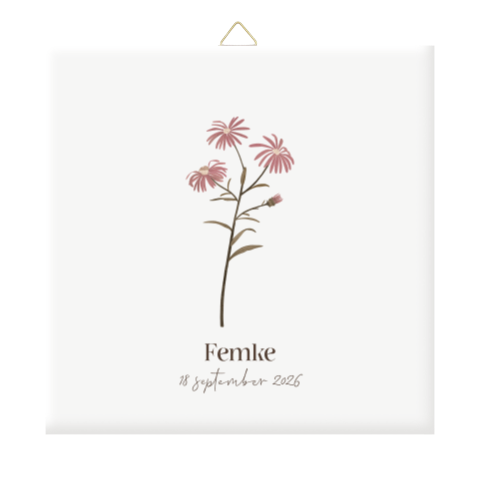 Gepersonaliseerd tegeltje met de geboortebloem van september
